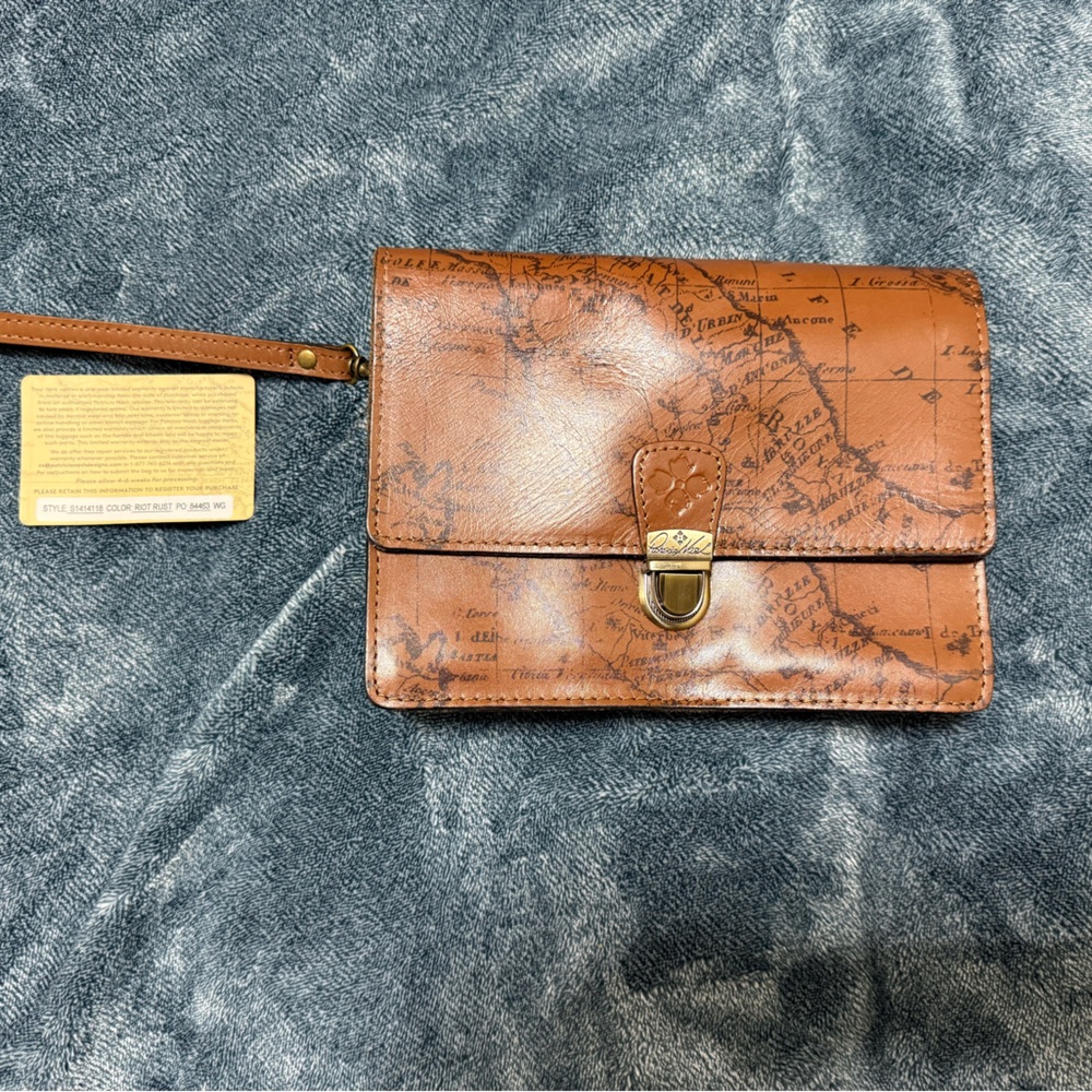 Patricia Nash Brown Leather Wristlet/Cross Body Bag